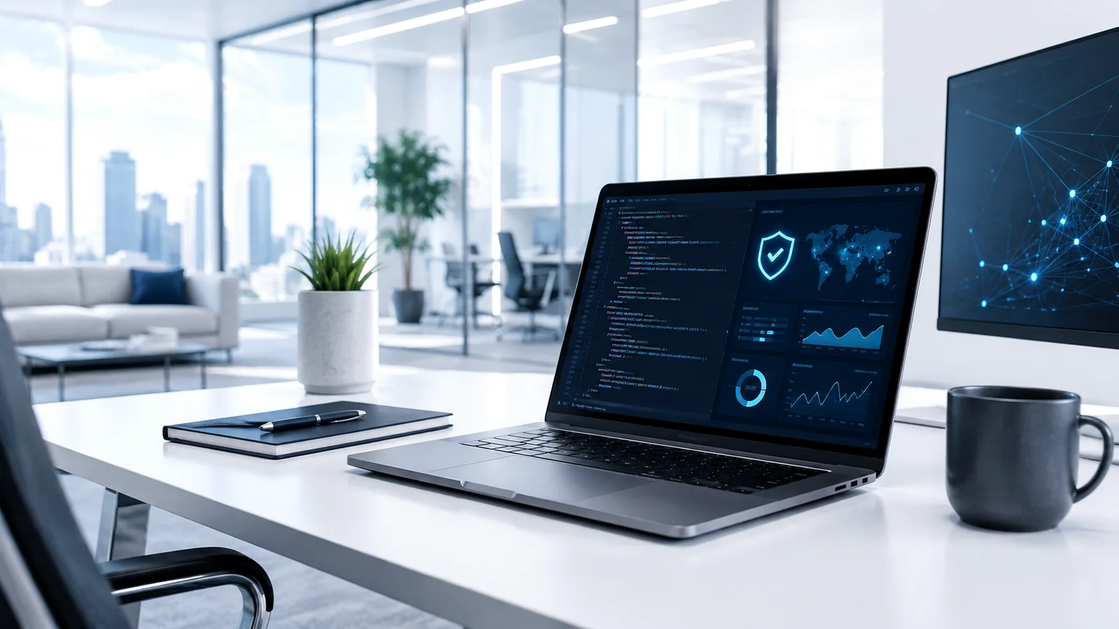 Code- und Security-Analyse auf einem Laptop